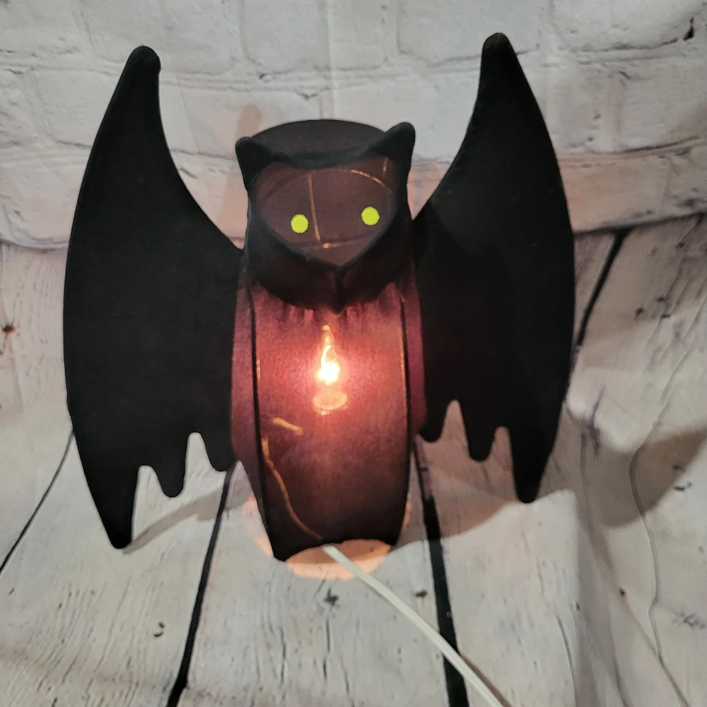 Vintage black bat Light Up lantern Halloween Decor